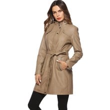 Куртка женская, теплая, из искусственной кожи, с длинным рукавом, wq672 2024 - купить недорого