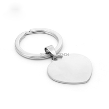 30pcs/lot Factory Directly wholesale High Polished Blank Heart Stainless Steel Keychain Engravable Solid Dog Tag Keyring 2024 - buy cheap