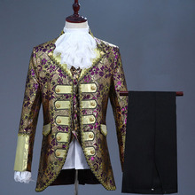 Luxury Gold Purple Embroidery Suit Men Party Wedding Suits Men Tuxedo Suit Stage Host Singer Clothes Middle Ages Costume Homme 2024 - buy cheap