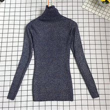 Водолазка женская с блестками, вязаный свитер с длинным рукавом, однотонный джемпер с блестками, Осень-зима 2018 2024 - купить недорого
