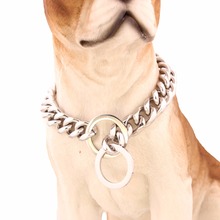O envio gratuito de 15mm cor prata curb link 316l aço inoxidável cão pet corrente colar venda em massa jóias 2024 - compre barato