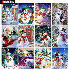 Алмазная 5D Вышивка HOMFUN «Рождественский Снеговик», картина с полными квадратными/круглыми стразами, вышивка крестиком, домашний декор, подарок 2024 - купить недорого