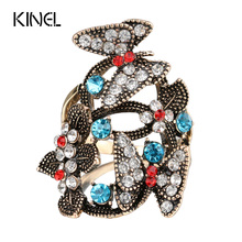 Anéis de borboleta de cristal boêmios para mulheres, cor antiga, ouro, visual retrô, jóias femininas de animais 2024 - compre barato