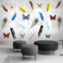 Papel tapiz decorativo serie mariposa de plumas de colores restaurante inglés pared de fondo de bar papel 2024 - compra barato