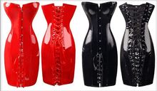 hot selling body slim pvc corset fashion sexy club dress plus size s m l xl xxl hot red  black 2024 - buy cheap