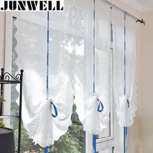 Junwell White Embroidery Ribbon Roman Curtain Design Stitching Colors Tulle Balcony Kitchen Window Curtain Blind 1pc 2024 - buy cheap