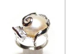 Бесплатная доставка, оптовая продажа, серебряное кольцо с белым барочным жемчугом, Размер 7 R.32, обручальные кольца (7.8.9) R.30/дешевая доставка 2024 - купить недорого