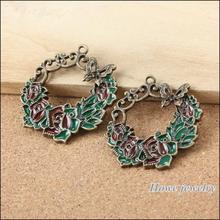 12pcs    pendant  flower  enamel  Antique bronze  Pendant  European Style jewelry findings   A024 2024 - buy cheap