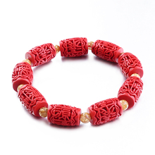 Meajoe Lucky red cinnabar beaded bracelet cylinder gold beads bracelets 2024 - buy cheap