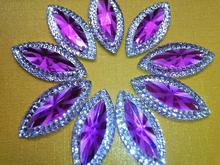 Стразы для шитья, пурпурные стразы в форме Navette с плоской задней поверхностью 11*24 мм, цветные бусины AB, смолы, драгоценные камни для платья, 60 шт./лот 2024 - купить недорого