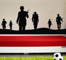Decalque de parede de soldados vários exércitos, arte de vinil para decoração de casa mural militar masculino de parede removível frete grátis papel de parede 2024 - compre barato