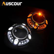 2pcs 3.0 inch Projector lens shrouds led day running angel eyes white color yellow hid xenon kit headlight LHD RHD Modify 2024 - buy cheap