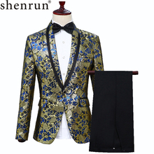 Shenrun мужской новый модный смокинг приталенный жаккардовый пиджак блейзер черные брюки Свадебная деловая Вечеринка Выпускной мужской костюм для сцены 2024 - купить недорого