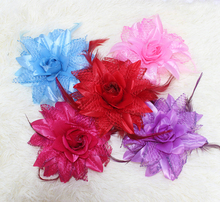 Grande Fascinator flor Pena Flapper Headband Cores Headwear Acessórios Para o Cabelo Casamento Broche Clipe Hairpin BD001 2024 - compre barato