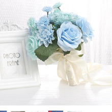 Buquê de casamento artesanal de flores artificiais, buquê de rosa leve rosa para decoração de casamento 2024 - compre barato