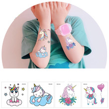 Pegatinas de tatuajes temporales para niños y niñas, recuerdo de fiesta de unicornio, decoración para fiesta de cumpleaños, regalos para niños, 10 Uds. 2024 - compra barato