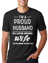 Proud Husband of Awesome Wife Gift for Husband Tee Shirt Mens T-shirt Men T Shirt Print Cotton Short Sleeve T-shirt 2024 - buy cheap