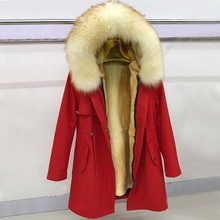 Fashion Winter Real Fur Coat Women Luxury Female Parka 2019 new rabbit Muskrat Detachable lining  Raccoon Fur Collar Hood red 2024 - buy cheap