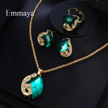 Emmaya Brand Fashion Luxury AAA Cubic Zircon Crystal Earrings Necklace Ring Set For Women Popular Wedding Jewelry Set Gift 2024 - buy cheap