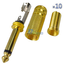 10 Pcs 6.35 mm male 1/4 Mono plug audio connector Gold 2024 - buy cheap