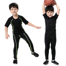 Quick Dry Kids boys compression running sets survetement football basketball soccer training pants shirts fitness GYM tights set 2024 - buy cheap