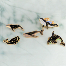 Originality exquisite Whale Shark Brooch Cartoon Whale Constellation Sea Shark Star Marine Bio Enamel Denim Lapel Badge Pins 2024 - buy cheap