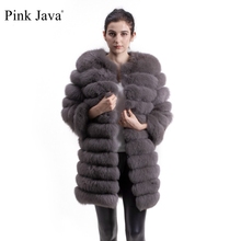 pink java QC8003 women winter thick fur coat real fox fur coats fashion hot sale genuine natural fur outwear 2024 - buy cheap