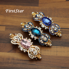 FirstStar Fashion Shining Pink And Blue Crystal Diamante French Hair Barrette Clip Rhinestone Hair Accessories For Women Girls 2024 - buy cheap