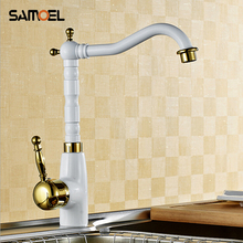Brass Bathroom basin faucet deck mounted single holder white paint hot and cold kitchen sink mixer taps W3022 2024 - buy cheap