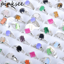 PINKSEE 10Pcs Mix Crystal Silver Rings Vintage Geometric Natural Stone Rings For Women aneis femininos Finger Ring 2024 - buy cheap