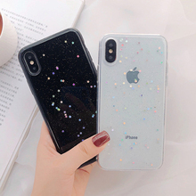 Tfshining Clear Black Glitter Star Case For iphone X XS XR XS MAX 7 8 plus 6 6s Plus Soft TPU Powder Back Cover Cases Coque 2024 - buy cheap