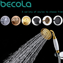 Becola Бесплатная доставка, европейский стиль, с керамическим позолоченным телефоном, насадка для душа, черная Античная латунная ручная Лейка для душа, для душа, для душа 2024 - купить недорого