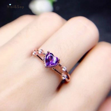 Visisap Purple Heart Zircon Rose Gold Color Rings for Women Simple Elegant Charming Party Gifts Ring Jewelry Dropshipping B2569 2024 - buy cheap