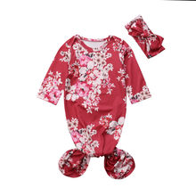 Newborn Baby Girl Floral Sleeping Bag Sleep Sack Wrap Swaddle+Headband Set 0-6M Baby Sleeping Bags 2024 - buy cheap