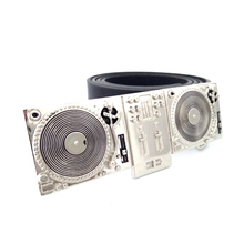 Cinturones de cuero Vintage para hombre, con serie de música, de plata, para dj, reproductores de discos, tocadiscos, cinturón de metal, hebilla 2024 - compra barato