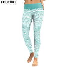 Fccexio-calça legging feminina, outono e inverno, recém-chegado, aztec, redonda, ombré, floral, impresso, fitness, verde, calças de trabalho 2024 - compre barato