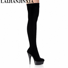 LAIJIANJINXIA-Botas de tacón alto de 15cm para mujer, botines sexys por encima de la rodilla con cremallera para Club nocturno, botines de gladiador 2024 - compra barato