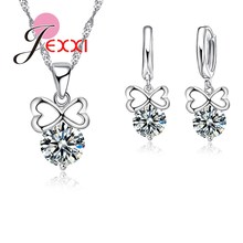 Hot Promotion Fashion Bridal Jewelry Set For Women Bow Pendant Necklace Hoop Earrings 925 Sterling Silver Sets Female 2024 - buy cheap