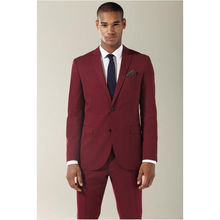 Smoking masculino vermelho vinho 2020, alta qualidade, terno masculino com lapela de corte customizado, terno de noivado para casamento (jaqueta + calça + gravata) 2024 - compre barato