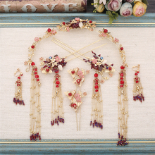 new Bride's vintage chinese tassle hairpins women headdress cheongsam step coronet sets wedding hair jewelry 2024 - buy cheap