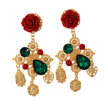 Fashion Charm Personality Jewelry New Brand Design Baroque Retro Exquisite Women Flowers Crystals Long Drop Earring For Women 2024 - buy cheap