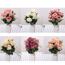 Flores artificiais, buquê de rosas, festas, flor falsa de seda, decoração de casa, casamento, suprimentos 2024 - compre barato