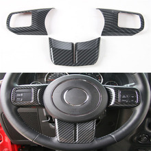 YAQUICKA углеродное волокно стиль ABS Автомобильный интерьер наклейка на руль рамка накладка Стайлинг для Jeep Compass Патриот 2011-2013 2024 - купить недорого