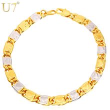 U7-pulsera con cadena de eslabones para hombre, brazalete con diseño de corazón de amor, Color dorado, 21 CM, H827 2024 - compra barato