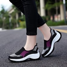 Summer Women Sneakers Shoes Slip On 4 CM Platform Running Shoes For Women Breathable Mesh Socks Sneakers Height Increasing 42 2024 - buy cheap