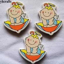 10PCS/LOT Angel baby come wood stickers Kindergarten decorative stickers Kids diy crafts Fridge stickers Wall stickers Wholesale 2024 - buy cheap