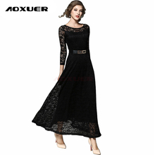 AOXUER Autumn New Elegant Fashion Lace Runway Dresses Women Gorgeous Belt Sexy Maxi Evening Party Dress Vestidos De Fiesta B172 2024 - buy cheap