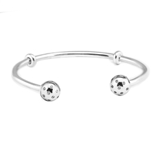 Genuíno 925 prata esterlina pulseiras pulseiras cintilante aberto bangle para as mulheres diy encantos grânulos jóias fazendo brazalete 2024 - compre barato