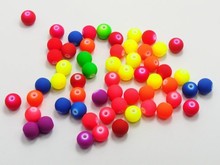 100 Mixed Matte Fluorescent Neon Beads Acrylic Round Beads 10mm(3/8") 2024 - buy cheap