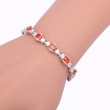 AAA Zirconia Orange Crystal Inlay High Quality Silver tone Party Bracelets Wholesale & Retail Fashion Jewelry TBS978A 2024 - buy cheap
